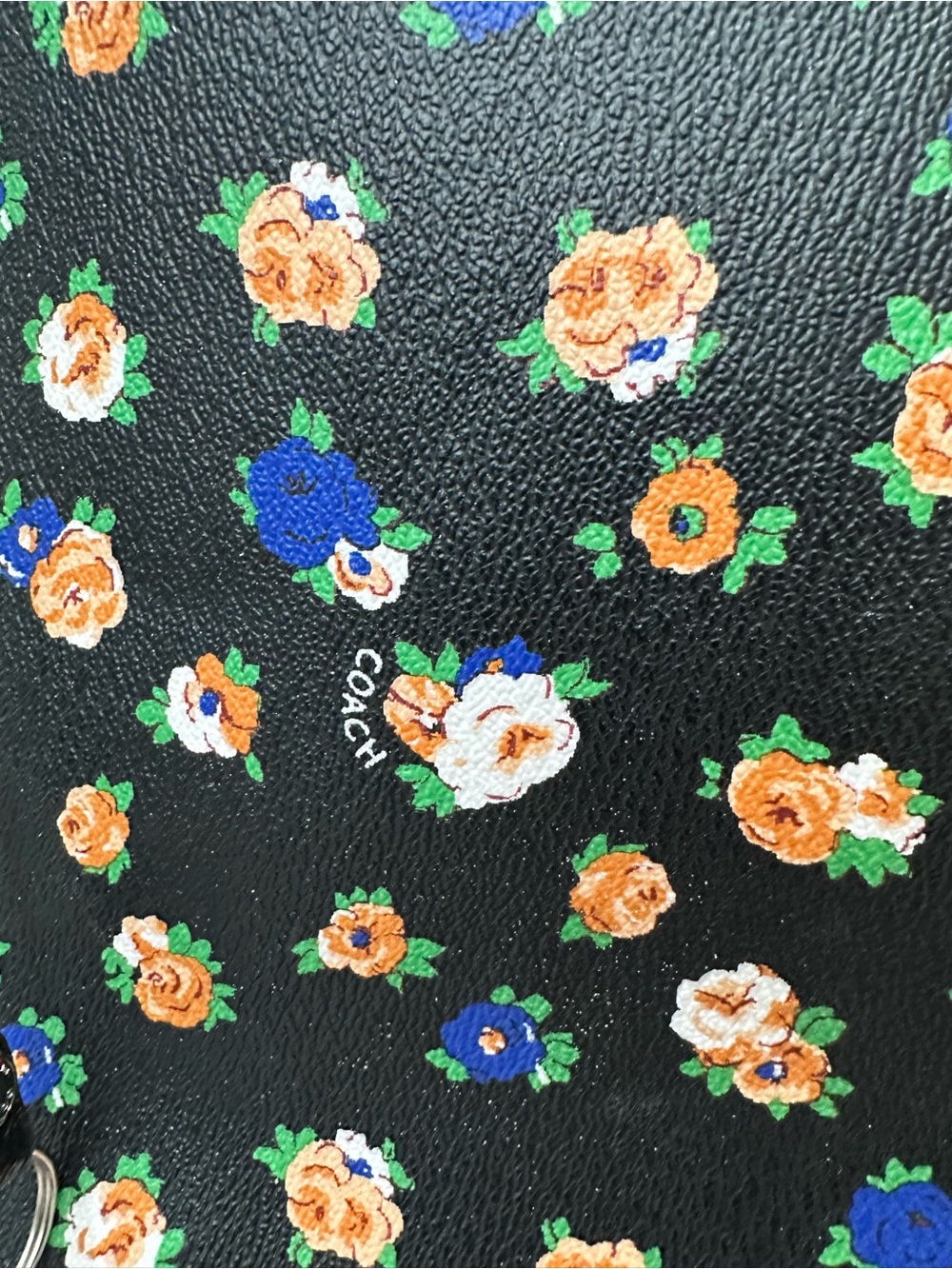 Coach Reversible Floral Market Tote Black Crossgrain Leather Shopper Bag - Picture 7 of 12